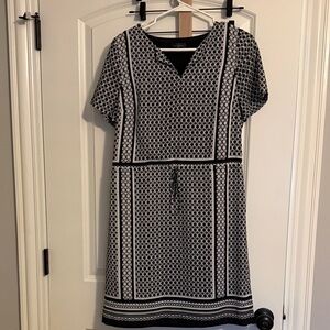 The Limited Black and White Geometric Midi Dress